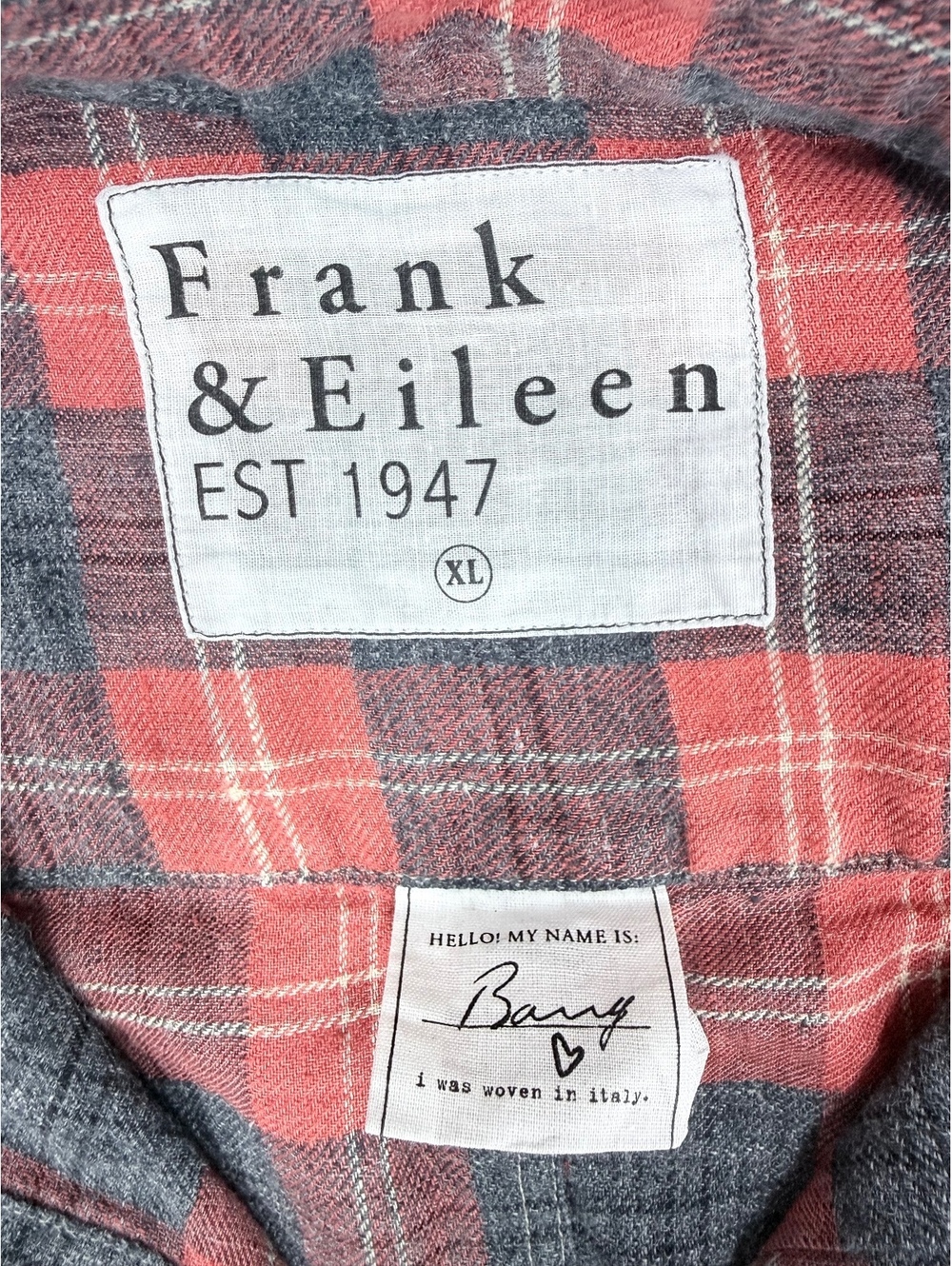 Frank & Eilee Men's XL Linen Plaid Button-Down Shirt Red and Gray